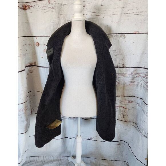 Zac Posen Suede Button Front Sherpa Jacket Size Medium - Picture 5 of 7